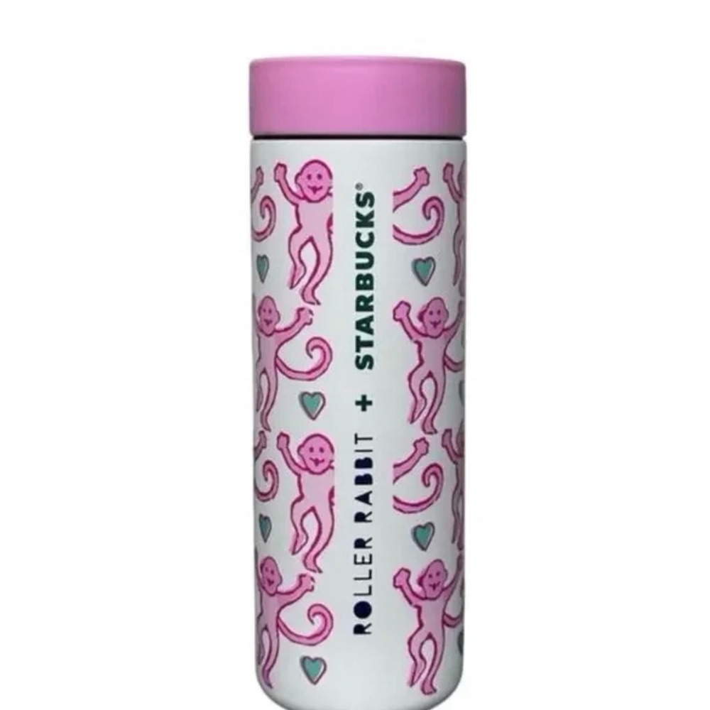 2025 Starbucks X Roller Rabbit 16oz Stainless Steel Tumbler Pink